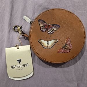 Anuschka Brown Leather Coin Purse with ID Window